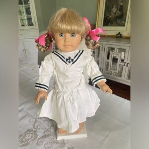 American Girl White Sailor Dress Doll with Pink Hair Ribbons